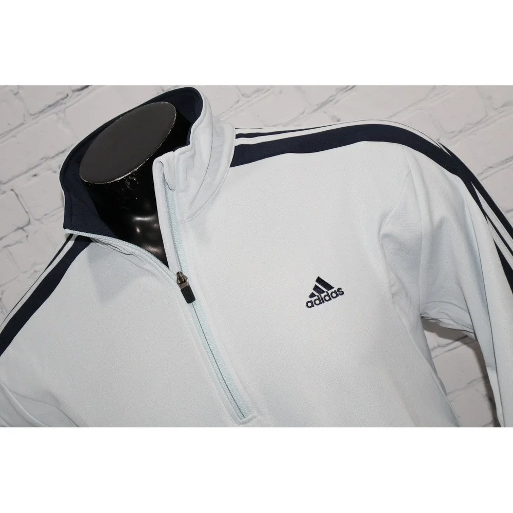 Adidas 1/4 Zip Pullover Mens Large Light Blue Clima365 Golf Gym Year 2007 **